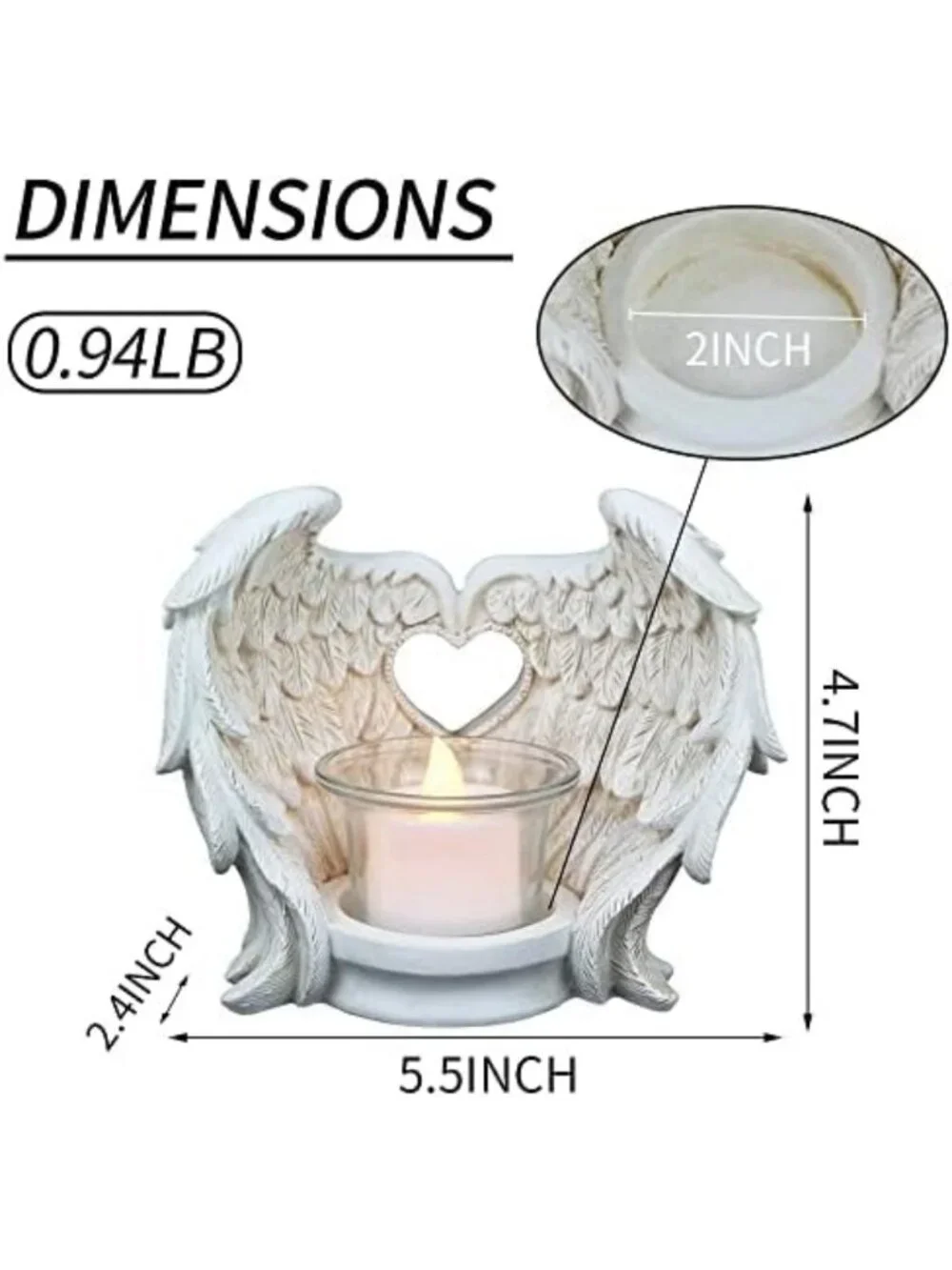 Angel Wings Tealight Candle Holders - Memorial Gifts & Home Decor with LED Tea